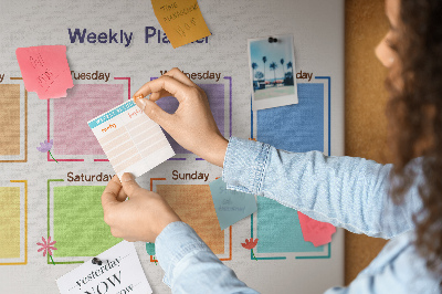 Bacheca in sughero calendario settimanale con decorazioni floreali