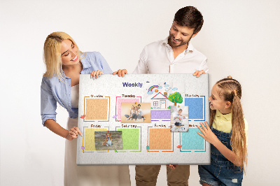 Bacheca in sughero calendario settimanale con decorazioni floreali