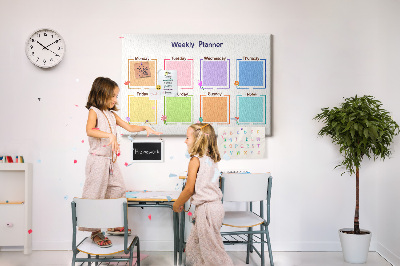 Bacheca in sughero calendario settimanale con decorazioni floreali