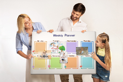 Bacheca in sughero calendario settimanale con decorazioni floreali