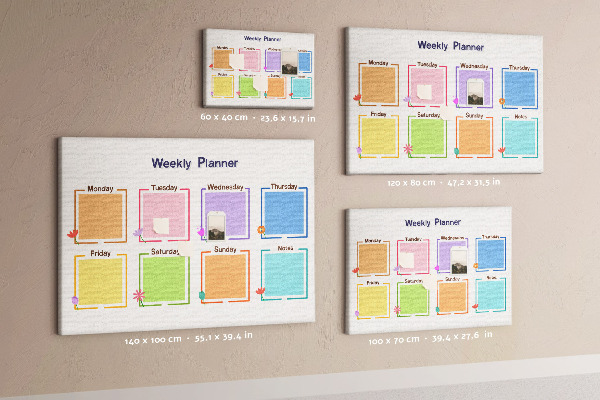 Bacheca in sughero calendario settimanale con decorazioni floreali