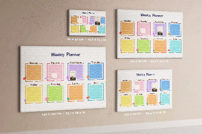 Bacheca in sughero calendario settimanale con decorazioni floreali