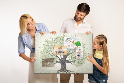 Lavagna di sughero motivo ad albero con foglie verdi