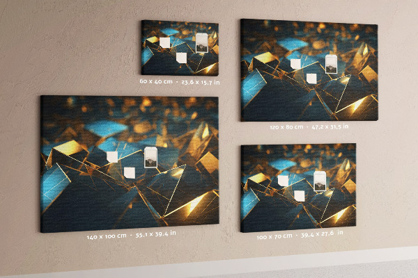 Lavagna di sughero con decorazioni a forme geometriche dorate e blu