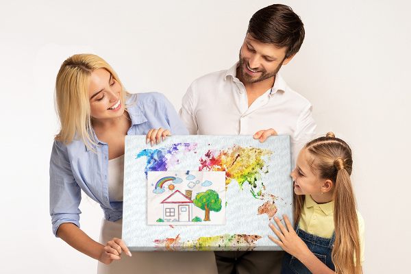 Lavagna di sughero mappa del mondo decorativa con colori ad acquerello