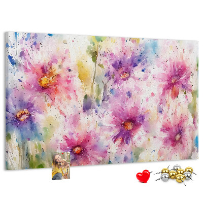Lavagna di sughero con decorazione floreale nei toni del rosa