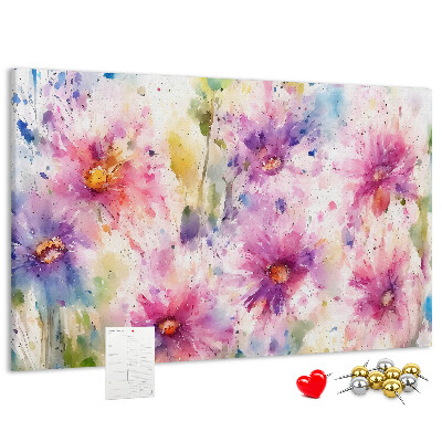 Lavagna di sughero con decorazione floreale nei toni del rosa