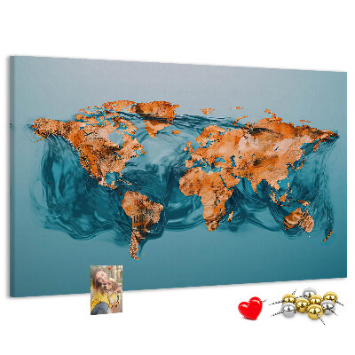 Lavagna di sughero con design a mappa del mondo con effetto increspato