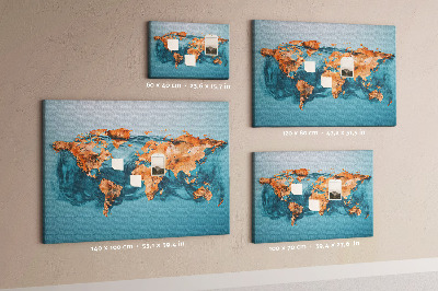 Lavagna di sughero con design a mappa del mondo con effetto increspato