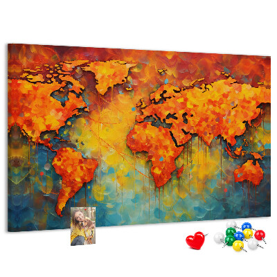Lavagna di sughero mappa del mondo dai colori vivaci