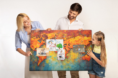 Lavagna di sughero mappa del mondo dai colori vivaci