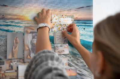 Bacheca in sughero con stampa tramonto sul mare calmo