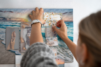 Bacheca in sughero con stampa tramonto sul mare calmo