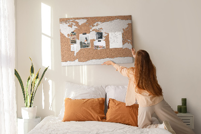 Lavagna di sughero a forma di mappa del mondo con spilli inclusi
