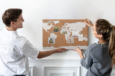 Lavagna di sughero a forma di mappa del mondo con spilli inclusi
