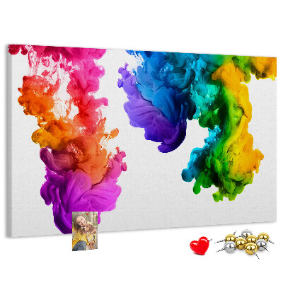 Bacheca in sughero con design a nuvole di pittura colorata in movimento