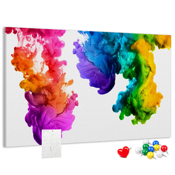 Bacheca in sughero con design a nuvole di pittura colorata in movimento