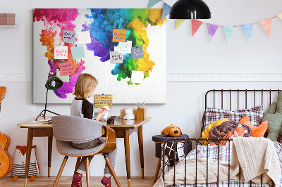 Bacheca in sughero con design a nuvole di pittura colorata in movimento