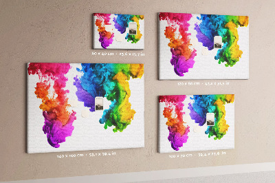 Bacheca in sughero con design a nuvole di pittura colorata in movimento