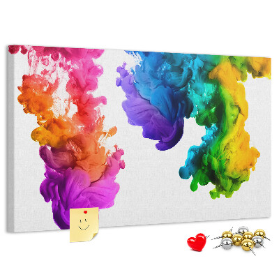 Bacheca in sughero con design a nuvole di pittura colorata in movimento
