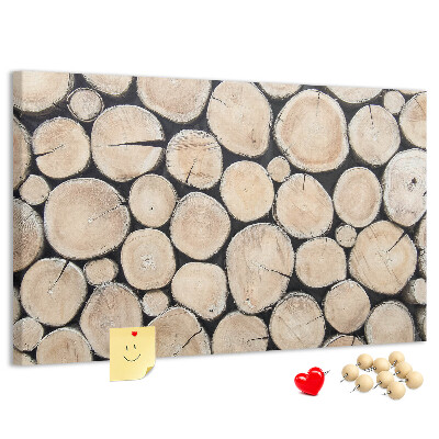 Bacheca in sughero con sfondo in legno naturale