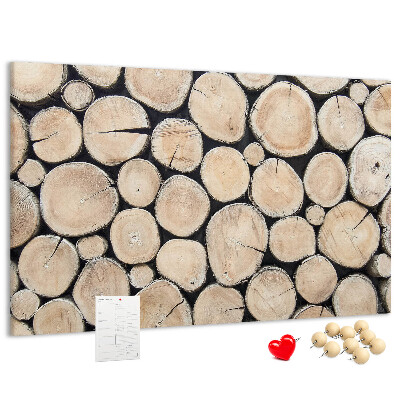 Bacheca in sughero con sfondo in legno naturale