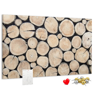 Bacheca in sughero con sfondo in legno naturale