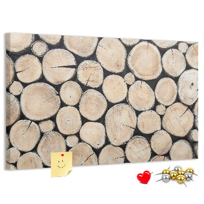 Bacheca in sughero con sfondo in legno naturale
