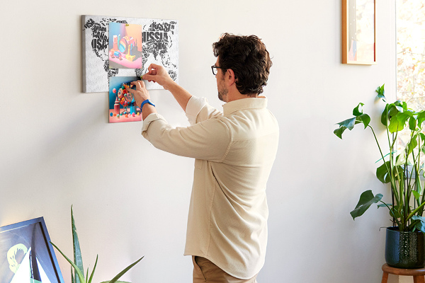 Bacheca in sughero mappa del mondo con nomi dei paesi in lettere