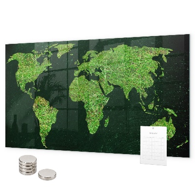 Lavagna magnetica per calamite Mappa del mondo erbosa