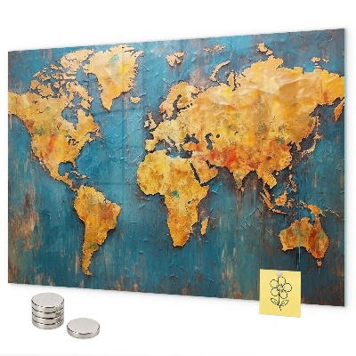 Lavagna magnetica per calamite Mappa del mondo decorativa