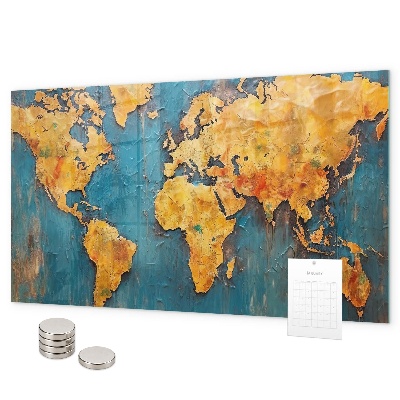 Lavagna magnetica per calamite Mappa del mondo decorativa