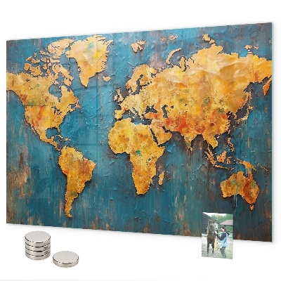 Lavagna magnetica per calamite Mappa del mondo decorativa
