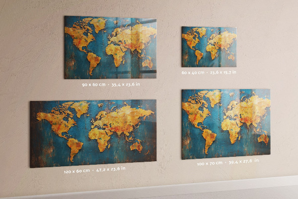 Lavagna magnetica per calamite Mappa del mondo decorativa