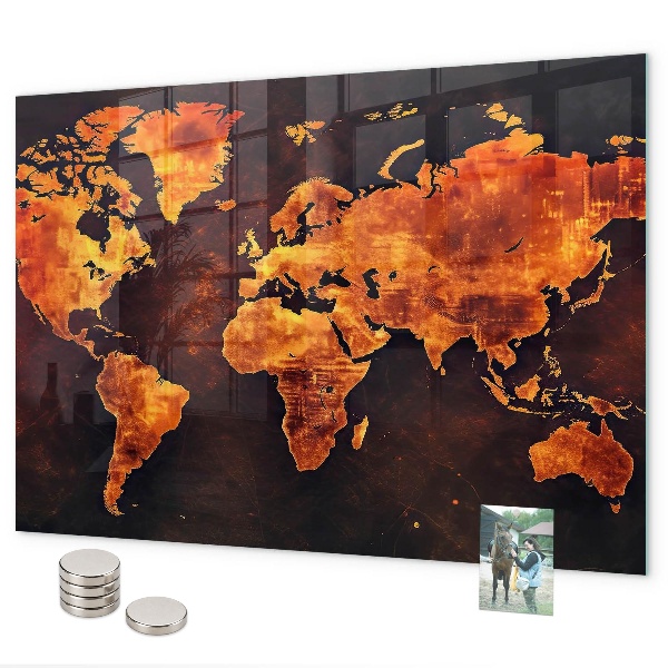 Lavagna magnetica per calamite Mappa del mondo