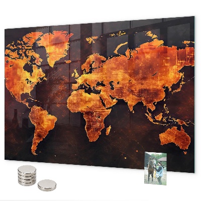 Lavagna magnetica per calamite Mappa del mondo