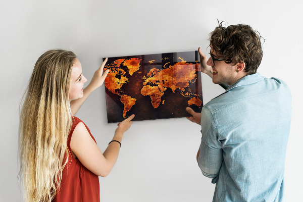 Lavagna magnetica per calamite Mappa del mondo