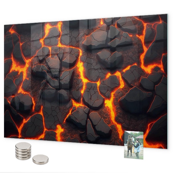 Lavagna magnetica per calamite vulcano di lava