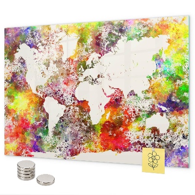 Lavagna magnetica Mappa del mondo ad acquerello