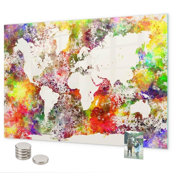 Lavagna magnetica Mappa del mondo ad acquerello