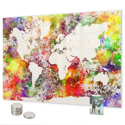 Lavagna magnetica Mappa del mondo ad acquerello