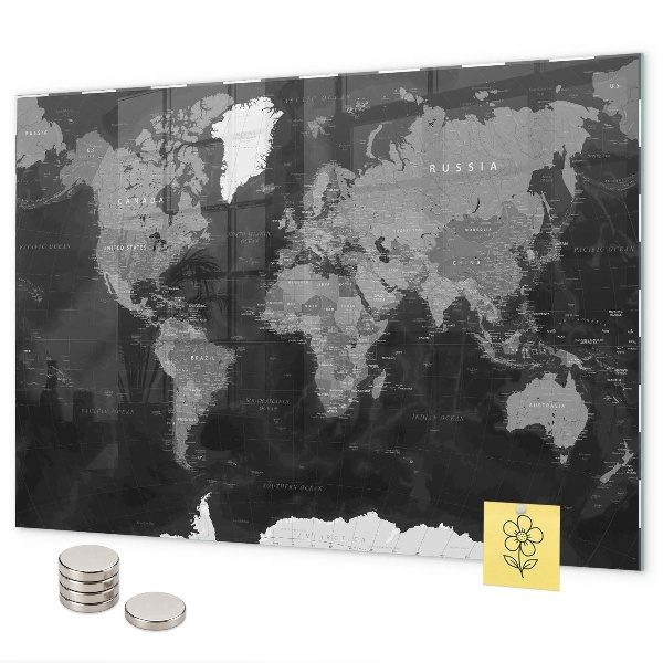 Lavagna magnetica Mappa nera del mondo