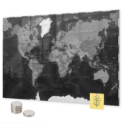 Lavagna magnetica Mappa nera del mondo