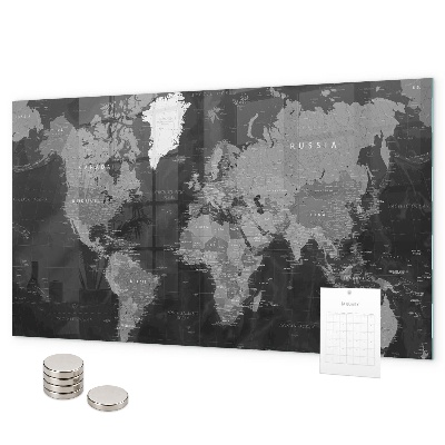 Lavagna magnetica Mappa nera del mondo