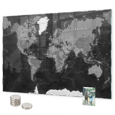 Lavagna magnetica Mappa nera del mondo