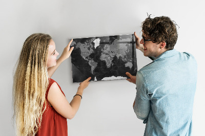 Lavagna magnetica Mappa nera del mondo