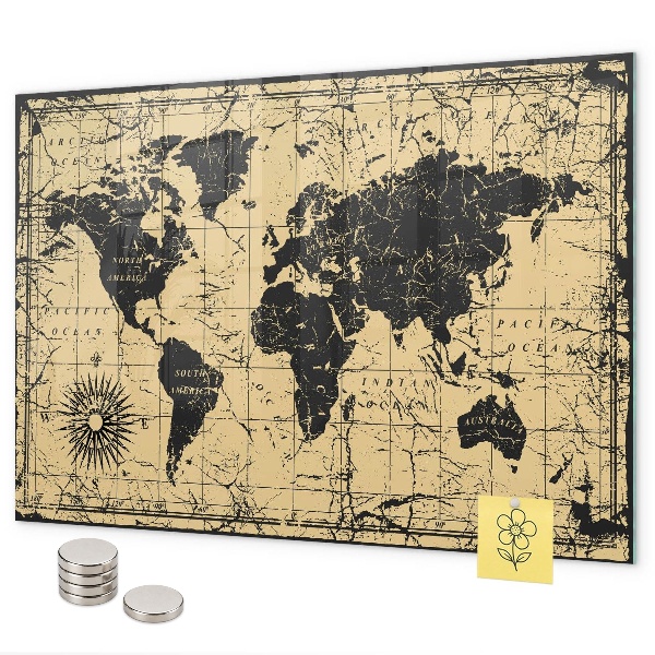 Lavagna magnetica Vecchia mappa del mondo