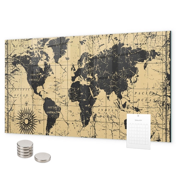 Lavagna magnetica Vecchia mappa del mondo