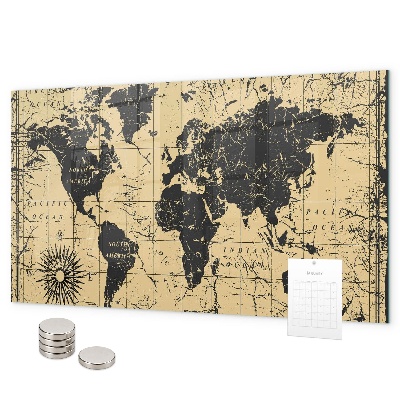 Lavagna magnetica Vecchia mappa del mondo