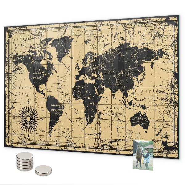 Lavagna magnetica Vecchia mappa del mondo
